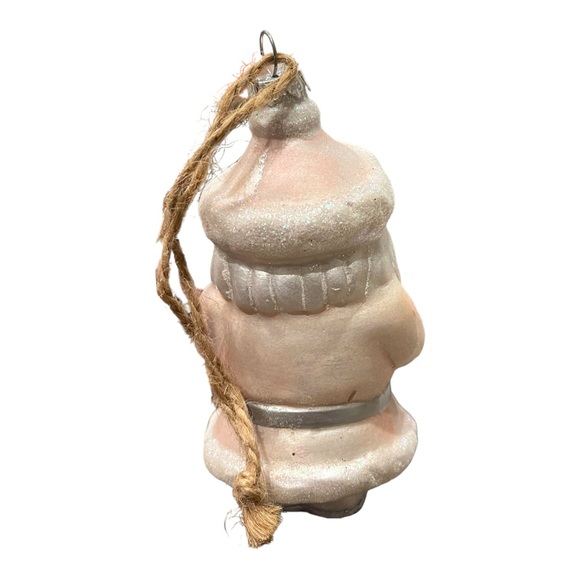 Vintage Pottery Barn Mercury Glass Santa Ornament Pink & White 5"H #D537Q - Picture 4 of 9